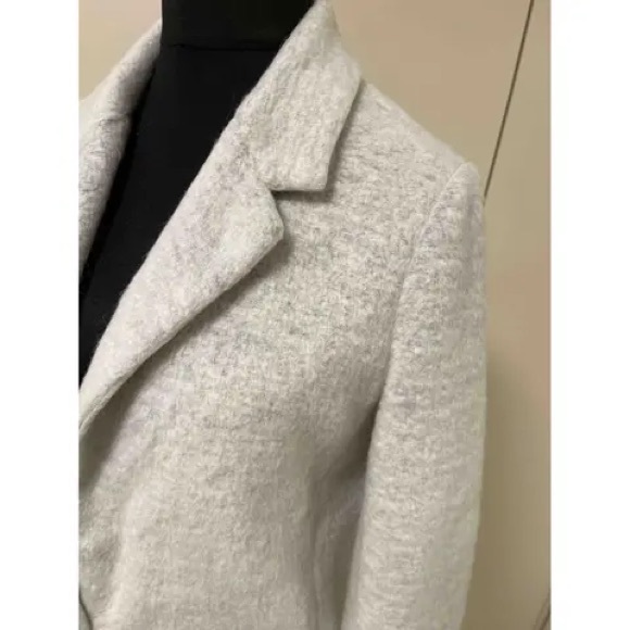 ELIZABETH & JAMES Genuine Fur Collar Oversized Coat Light Grey Size M Like New! - Picture 6 of 7